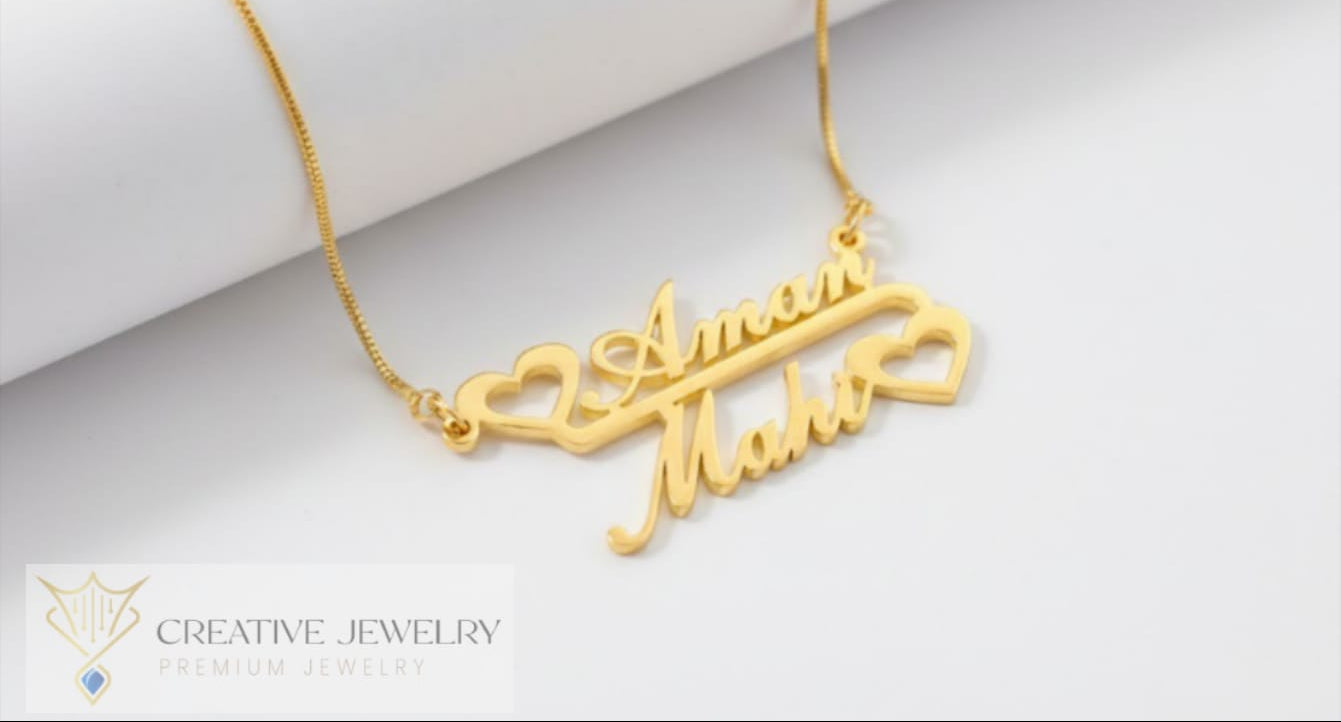Customize Double Name Heart Necklace