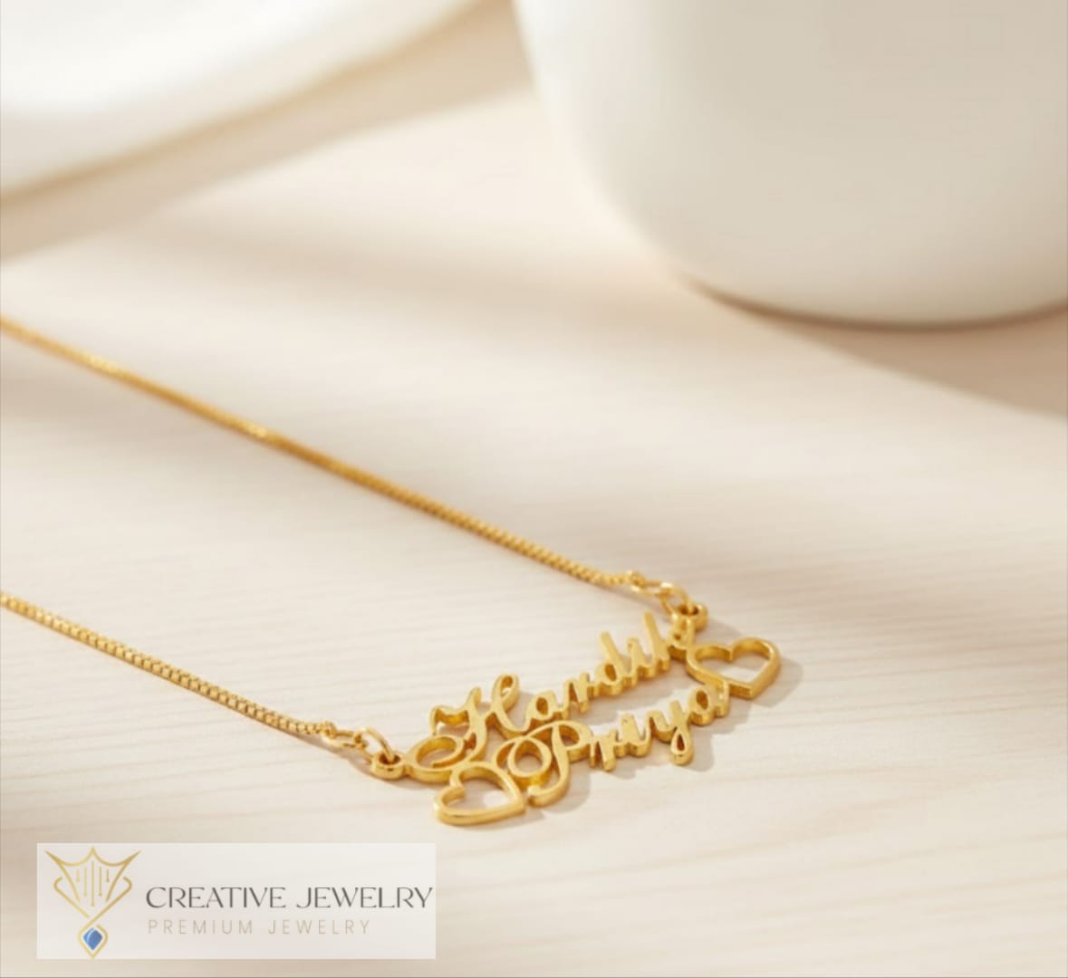 Customize Double Heart Necklace