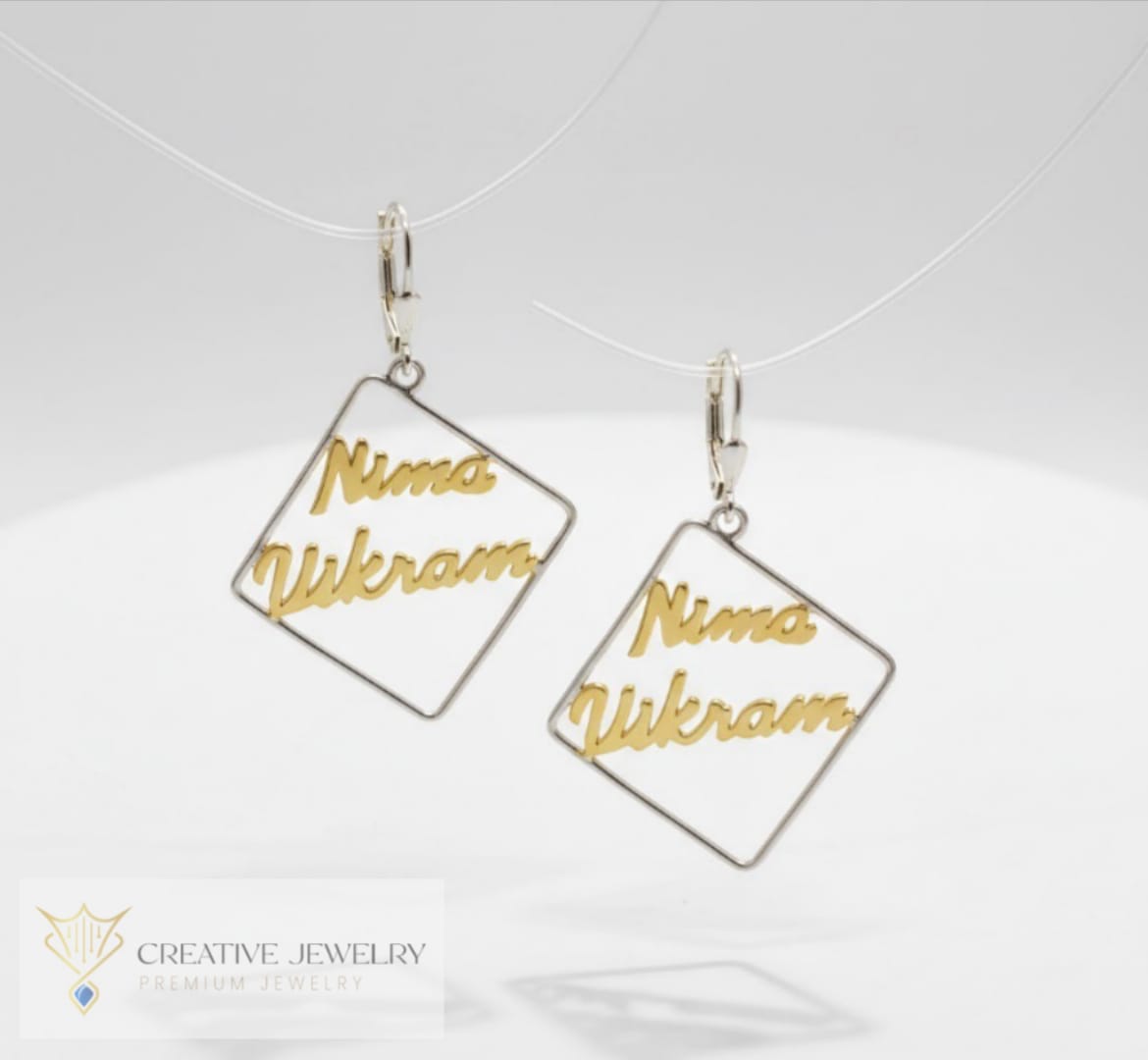 Customized Double Name Style Earrings