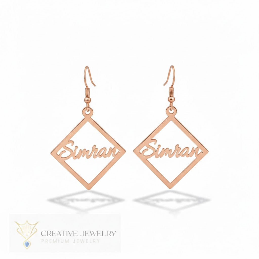 Customized Square Style Earrings