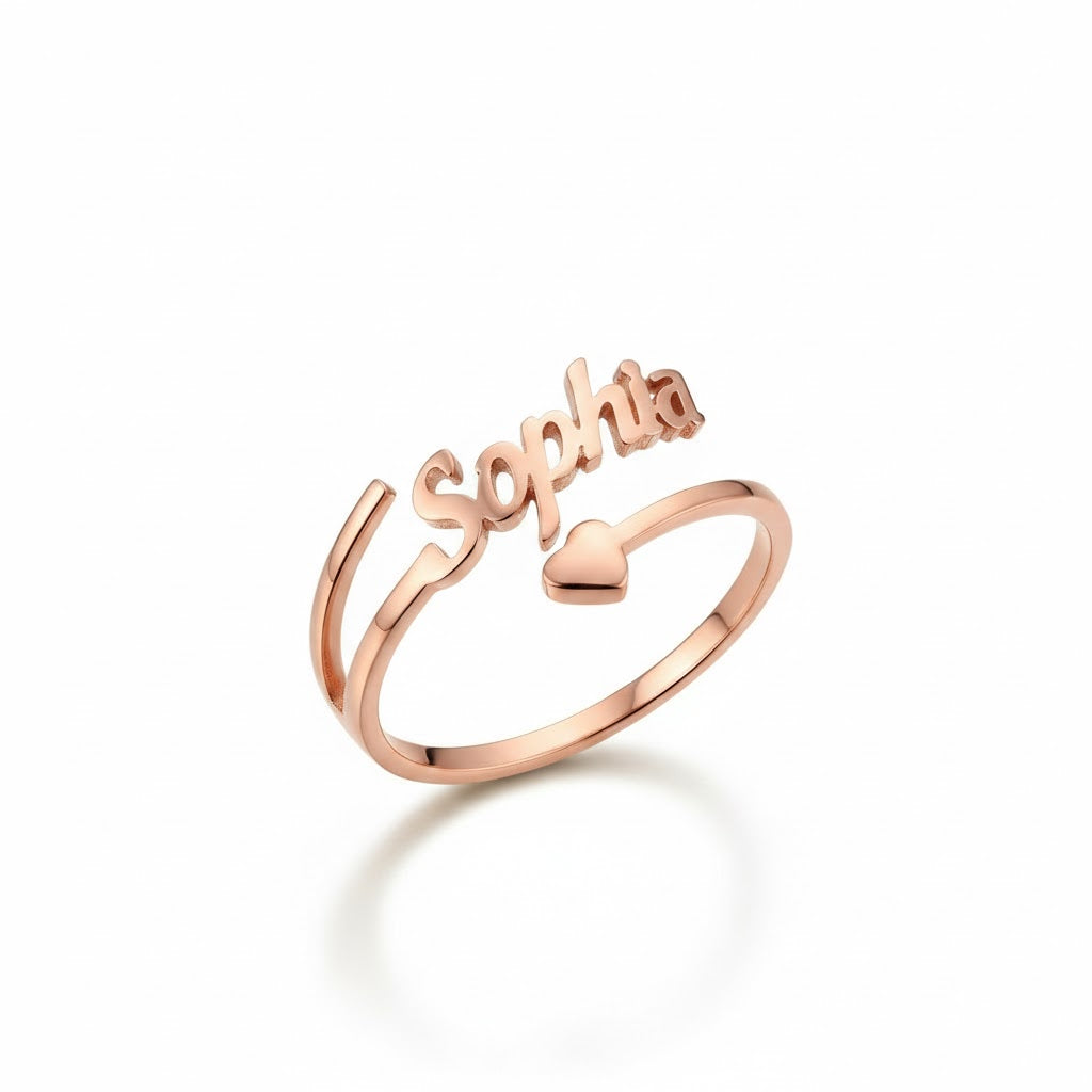 Customized Ring Single Name With Heart Style