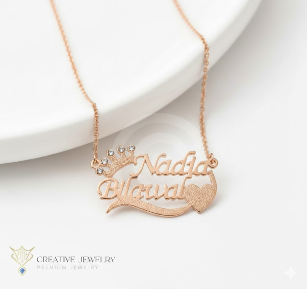 Customize Heart Crown Necklace