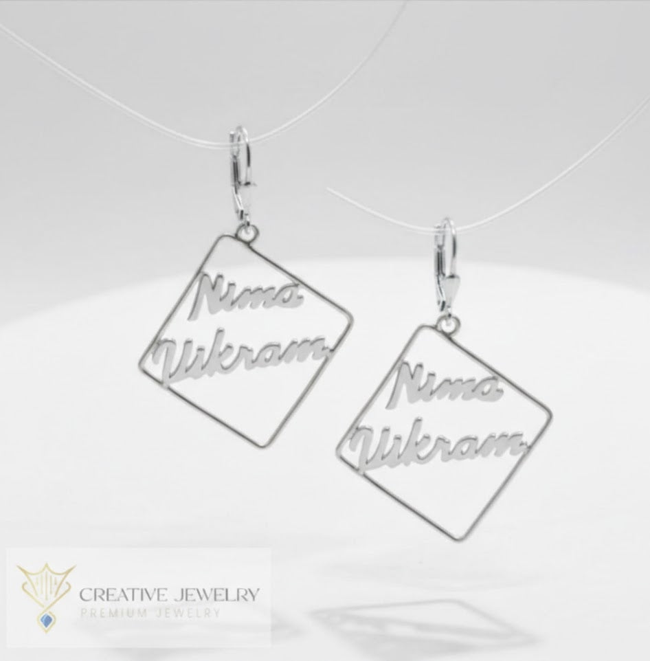 Customized Double Name Style Earrings