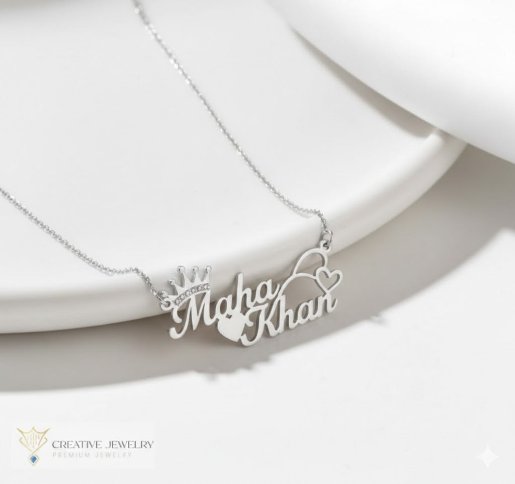 Customize Heart Crown Necklace