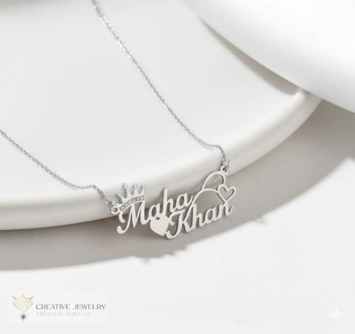 Customize Heart Crown Necklace