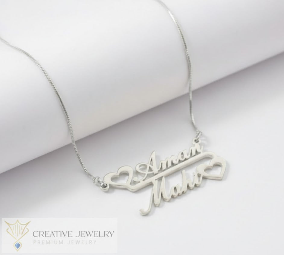 Customize Double Name Heart Necklace