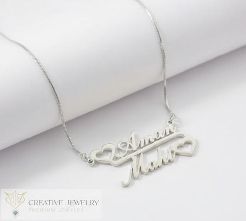 Customize Double Name Heart Necklace