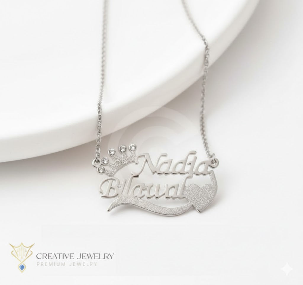 Customize Heart Crown Necklace