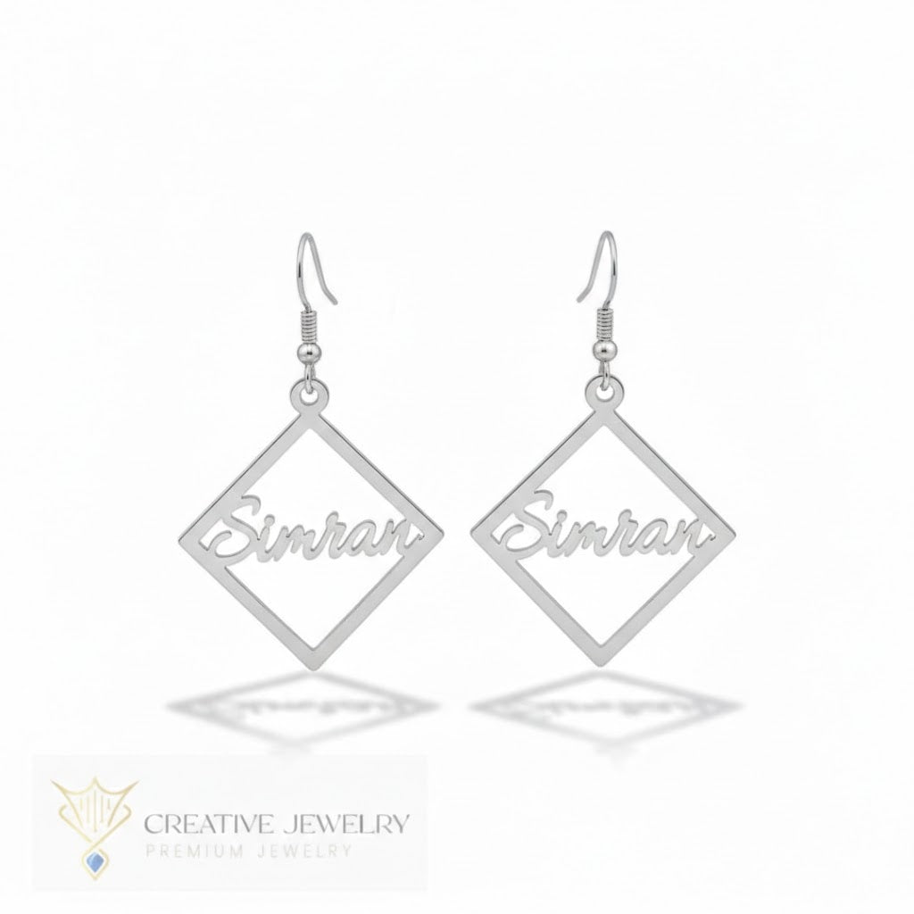 Customized Square Style Earrings
