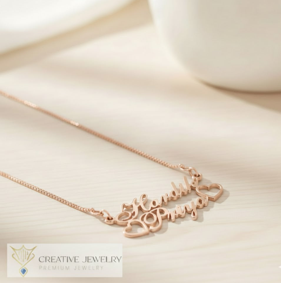 Customize Double Heart Necklace