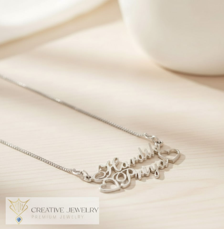 Customize Double Heart Necklace
