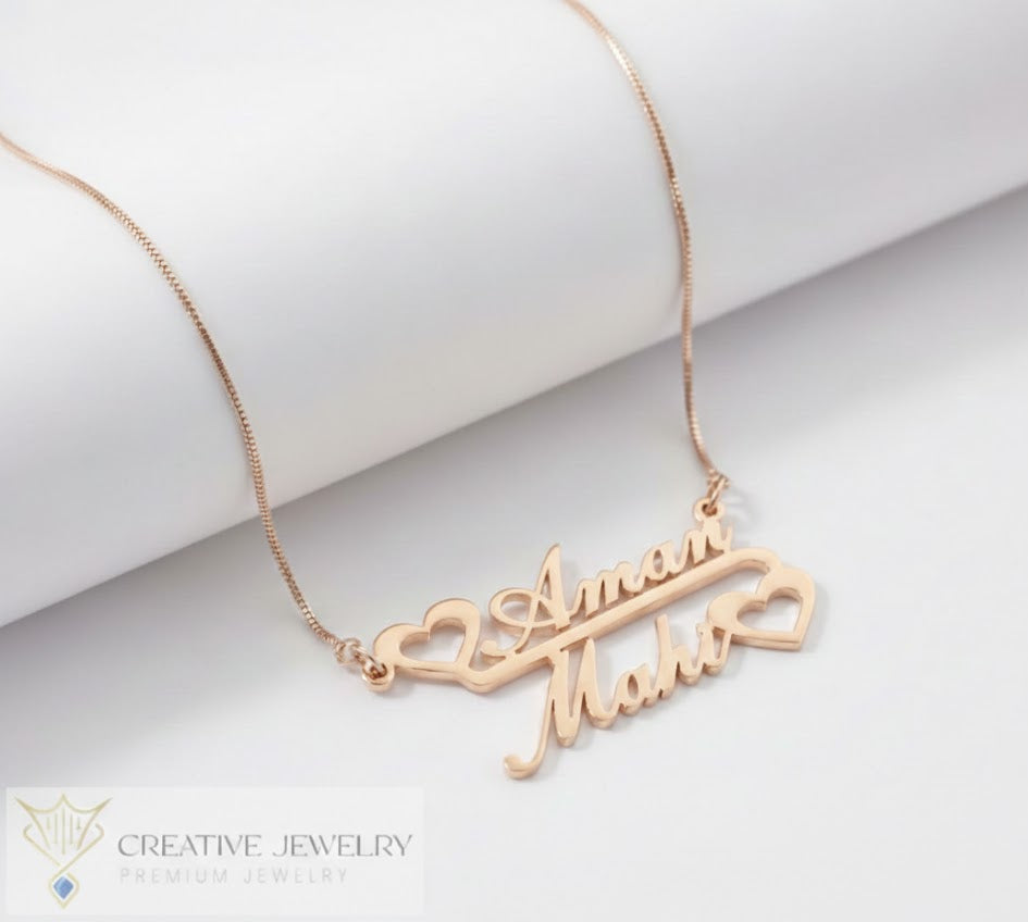 Customize Double Name Heart Necklace