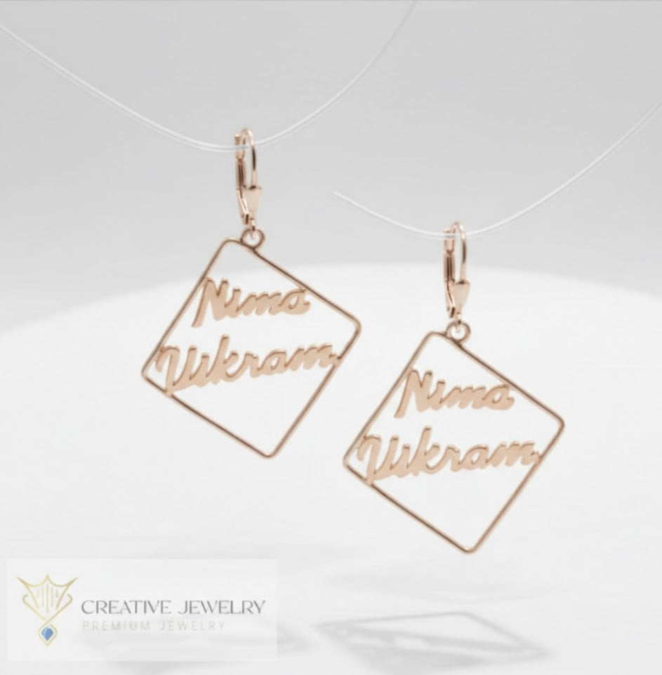 Customized Double Name Style Earrings