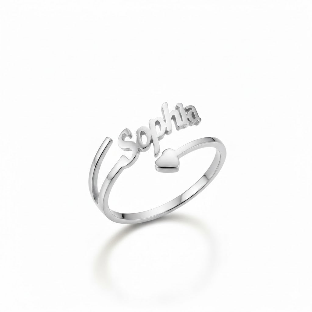 Customized Ring Single Name With Heart Style